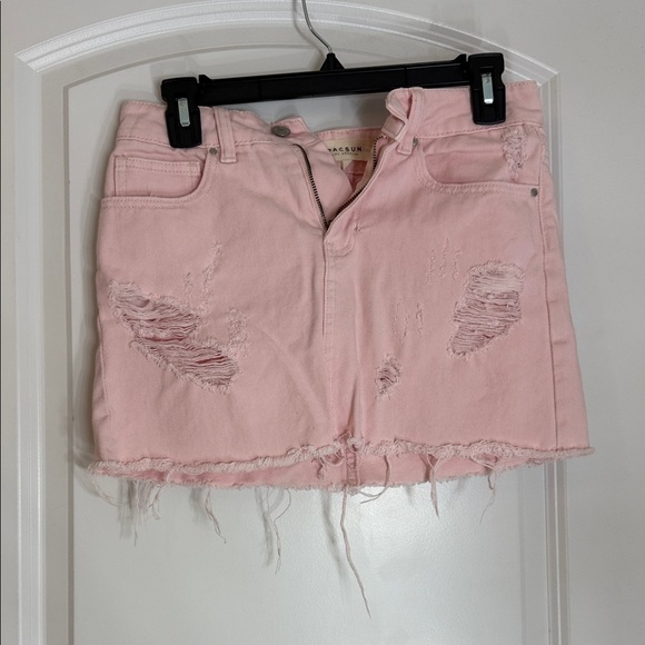 PacSun Dresses & Skirts - PacSun Pink Distressed Denim Skirt